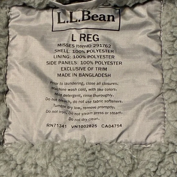 L.L. Bean Women's Quilted Jacket Vest Fleece Lined Full Zip Gray Large - Picture 5 of 10